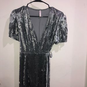 Grey velvet dress